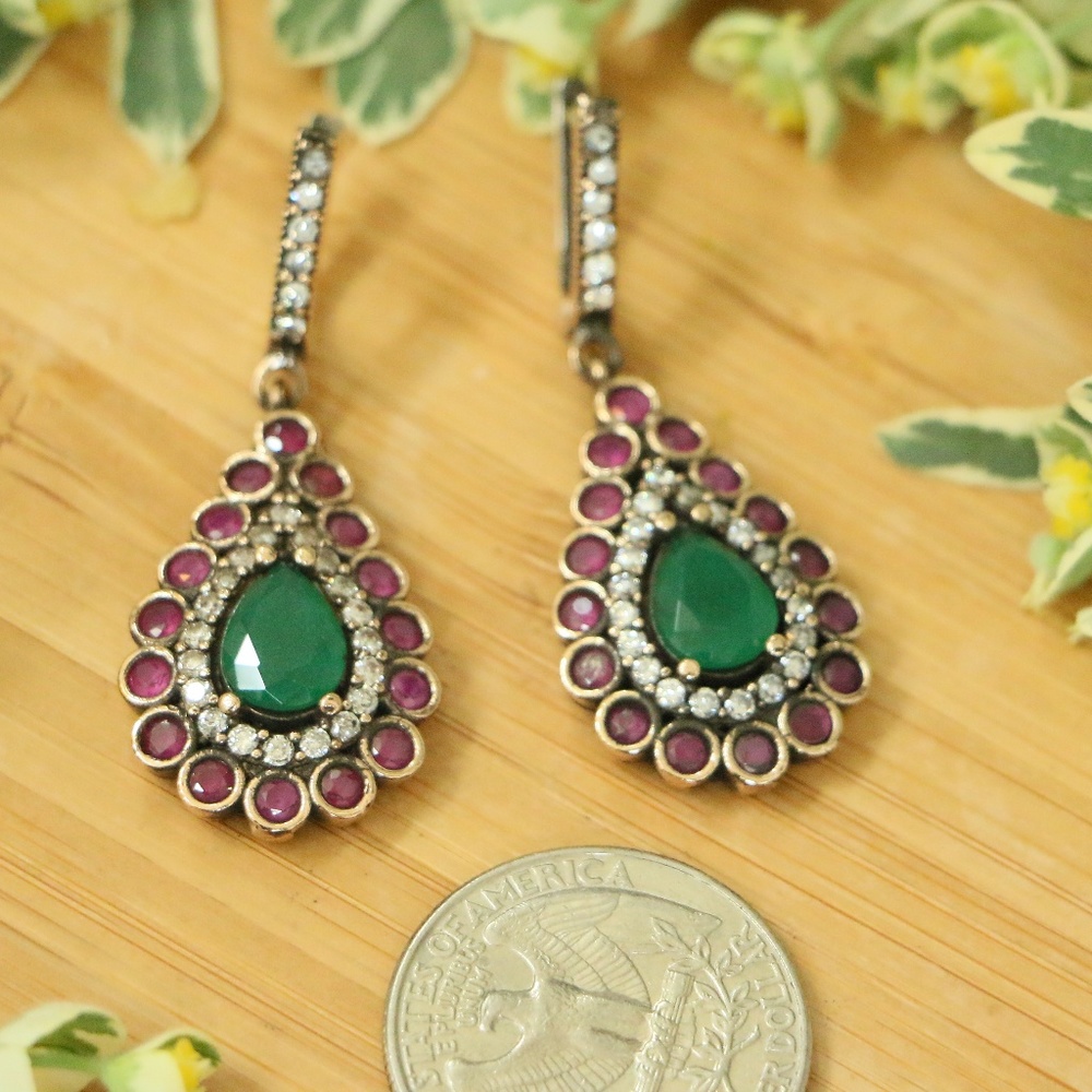 ☄️SOLD☄️ Sterling Silver with Jade & CZ Stones - Picture 2 of 6